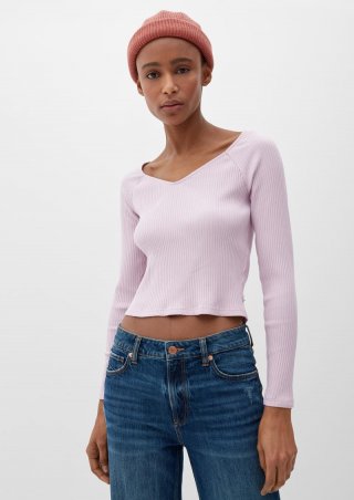 s.Oliver Longsleeve mit Rippstruktur - zartrosa