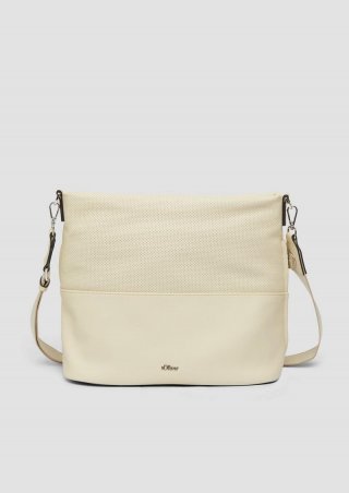s.Oliver Seitlich perforierte Hobo-Bag mit Reißverschluss und Logo-Detail - beige