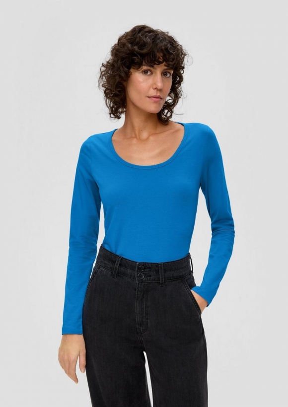 s.Oliver Longsleeve aus Baumwolljersey - royalblau