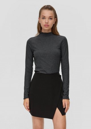 s.Oliver Longsleeve mit Rollsaum - schwarz