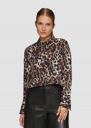 s.Oliver Strukturierte Hemdbluse mit Leo-Print - schwarz