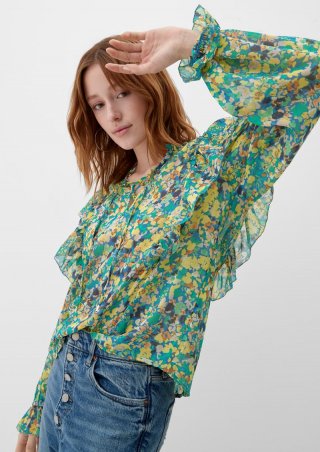 s.Oliver Bluse mit Rüschen-Details - royalblau