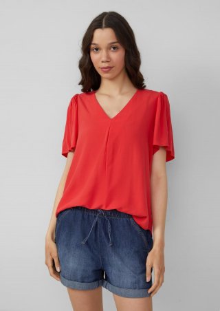 s.Oliver Feminine Kurzarmbluse aus Viskose - rot