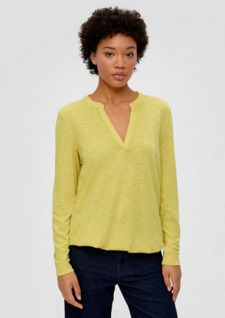 s.Oliver Longsleeve mit Flammgarnstruktur - gelb