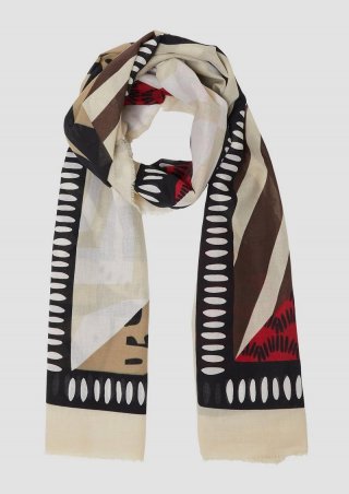s.Oliver Tuch mit All-over-Print und Fransen - natur