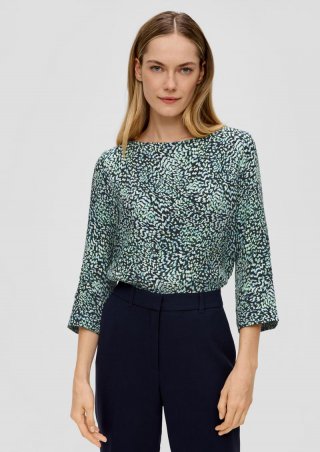 s.Oliver Bluse mit seitlich geschlitztem Saum - navy