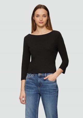 s.Oliver T-Shirt mit 3/4-Arm und U-Boot Ausschnitt - schwarz