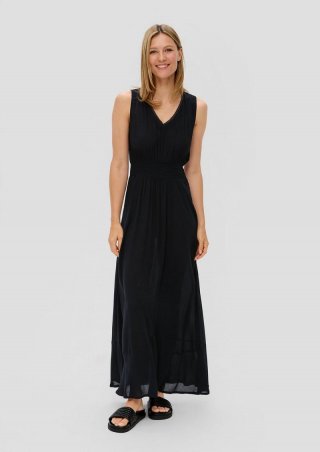 s.Oliver Langes Strandkleid aus Crêpe - schwarz