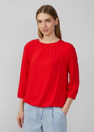 s.Oliver Strukturierte Viskose-Bluse mit Raff-Details - rot