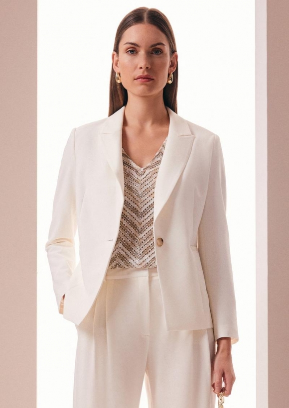 s.Oliver Antaillierter Blazer aus Viskosemix - creme