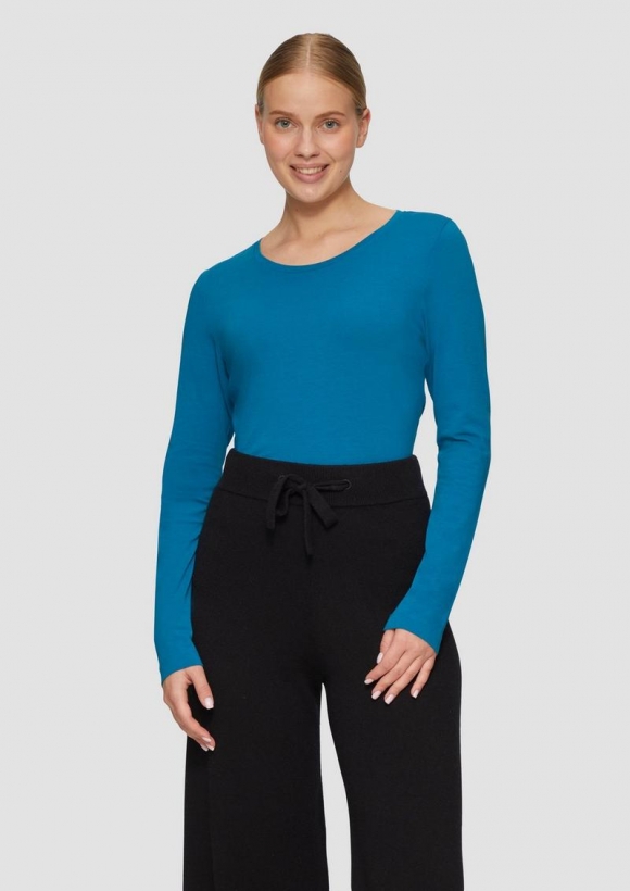 s.Oliver Longsleeve aus Baumwollstretch - petrol