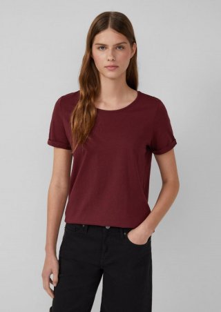 s.Oliver T-Shirt mit Ärmelumschlag - bordeaux