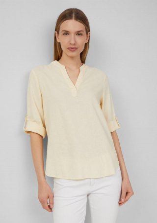 s.Oliver Leinenmix-Bluse mit Turn-up - vanille