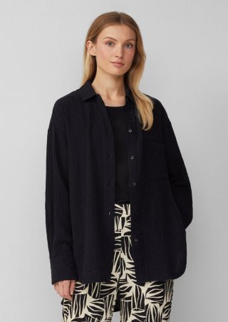 s.Oliver Oversized Bluse aus Musselin - schwarz