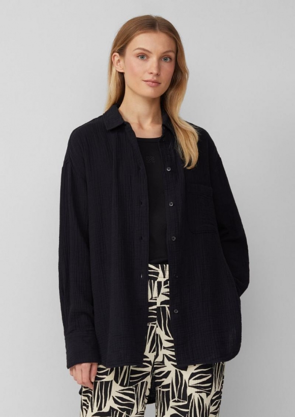 s.Oliver Oversized Bluse aus Musselin - schwarz