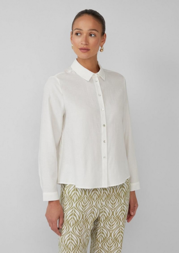 s.Oliver Hemdbluse aus Leinenmix - creme