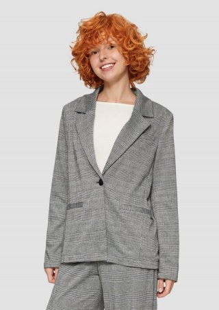 s.Oliver Karierter Blazer aus Viskosemix - grau
