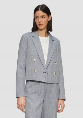 s.Oliver Kurzer Twill-Blazer aus Baumwollmix - hellblau