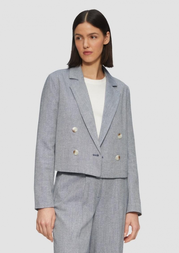 s.Oliver Kurzer Twill-Blazer aus Baumwollmix - hellblau