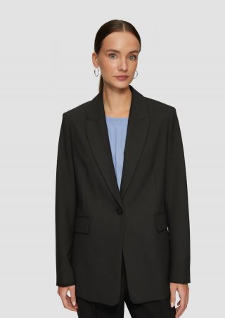 s.Oliver Langer Blazer aus Viskosemix - schwarz