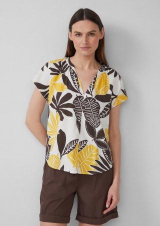 s.Oliver Ärmellose Bluse aus Leinenmix im Relaxed Fit - ecru