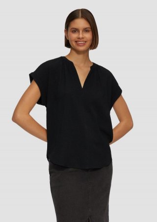 s.Oliver Locker geschnittene Bluse mit Struktur - schwarz