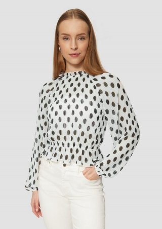 s.Oliver Verkürzte Chiffonbluse aus Plissee - creme