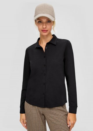 s.Oliver Hemdbluse aus Jersey - schwarz