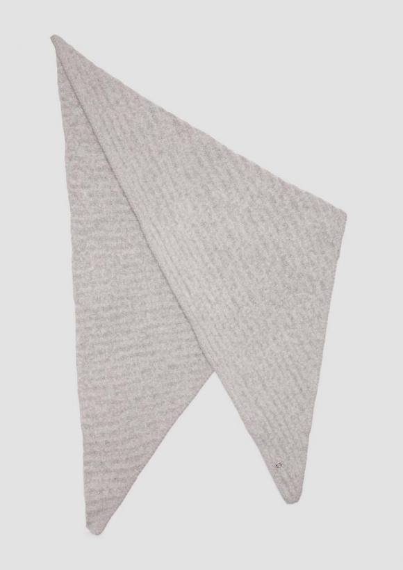 s.Oliver Triangel-Schal mit Strickmuster - grau meliert