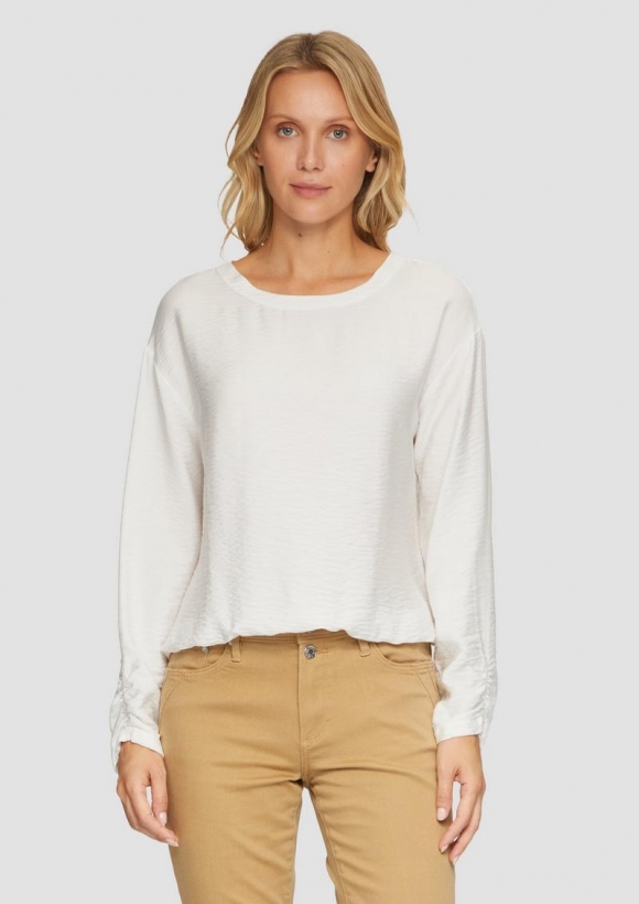 s.Oliver Viskose-Bluse mit elastischem Saum - creme