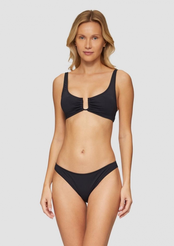 s.Oliver Unifarbener Bustier-Bikini - schwarz