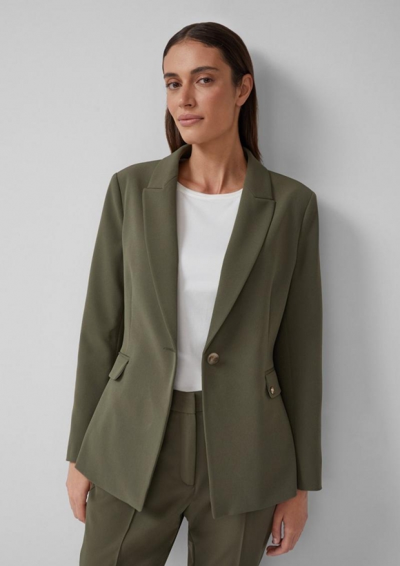 s.Oliver Eleganter Blazer aus Twill - olivgrün