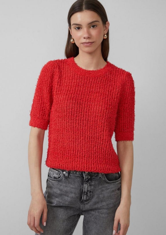 s.Oliver Kurzarmpullover aus Effektgarn - rot