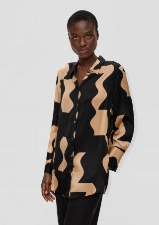 s.Oliver Hemdbluse aus Satin - schwarz