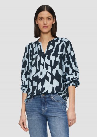 s.Oliver Bluse aus Viskosemix mit Raffung - navy