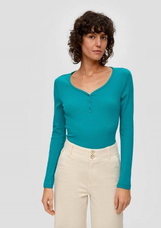 s.Oliver Rippshirt mit Knopfleiste - petrol
