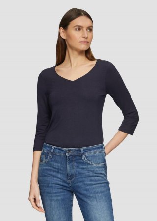 s.Oliver T-Shirt aus Lyocell im Slim Fit mit 3/4-Ärmeln - navy