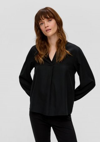 s.Oliver Bluse mit Tunika-Ausschnitt - schwarz