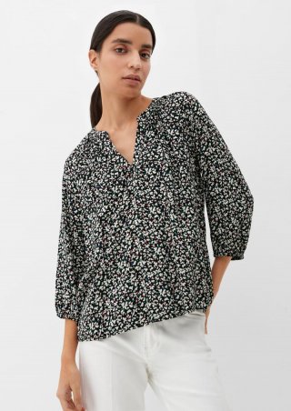 s.Oliver Bluse mit Dobby-Struktur - schwarz