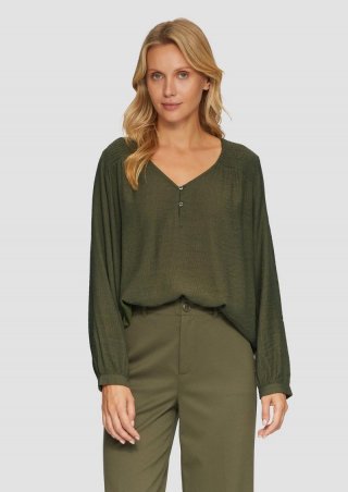s.Oliver Strukturierte Bluse aus Viskosemix mit Smok Details - olivgrün
