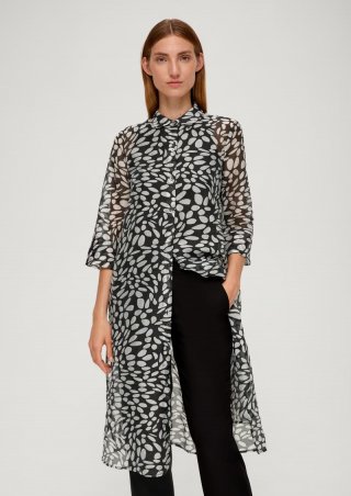 s.Oliver Lange Bluse aus Lyocellmix - schwarz
