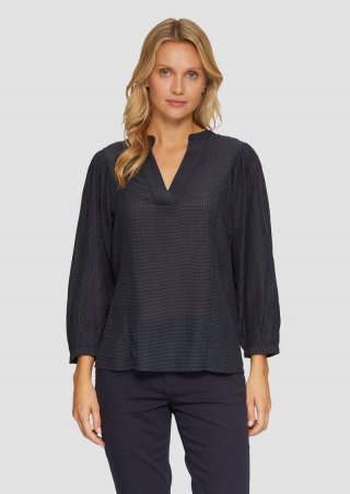 s.Oliver Transparente Bluse mit Strukturmuster - navy