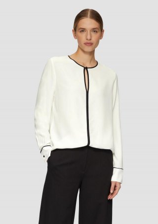 s.Oliver Viskosebluse mit Kontrastdetails - ecru