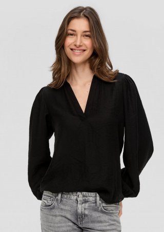 s.Oliver Bluse mit Puffärmel aus Viskosemix - schwarz