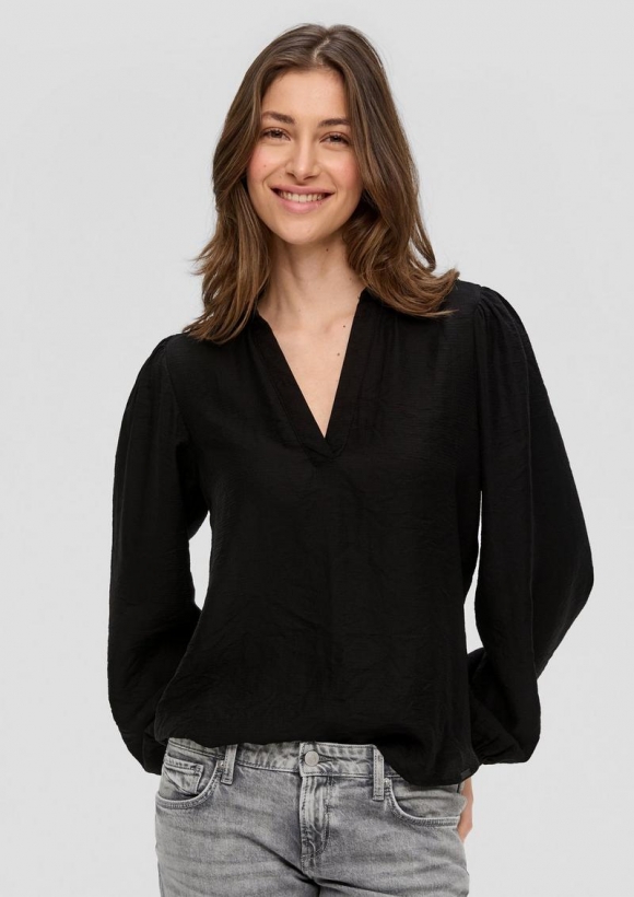 s.Oliver Bluse mit Puffärmel aus Viskosemix - schwarz