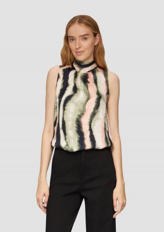 s.Oliver Blusentop aus Jacquard mit Schluppe - navy