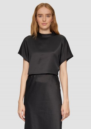 s.Oliver Satinbluse im Loose Fit - schwarz