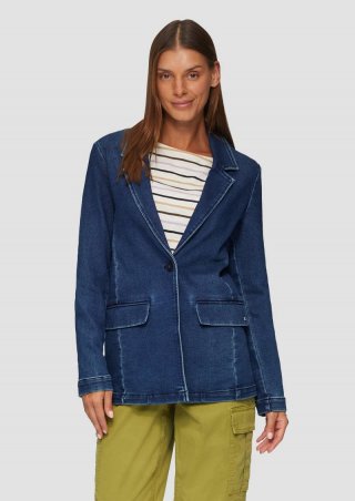 s.Oliver Antaillierter Blazer aus Sweat-Denim - blau