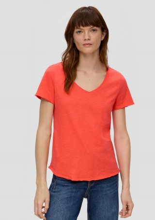 s.Oliver T-Shirt mit V-Ausschnitt - orange