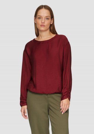 s.Oliver Viskose-Bluse mit elastischem Saum - rubinrot